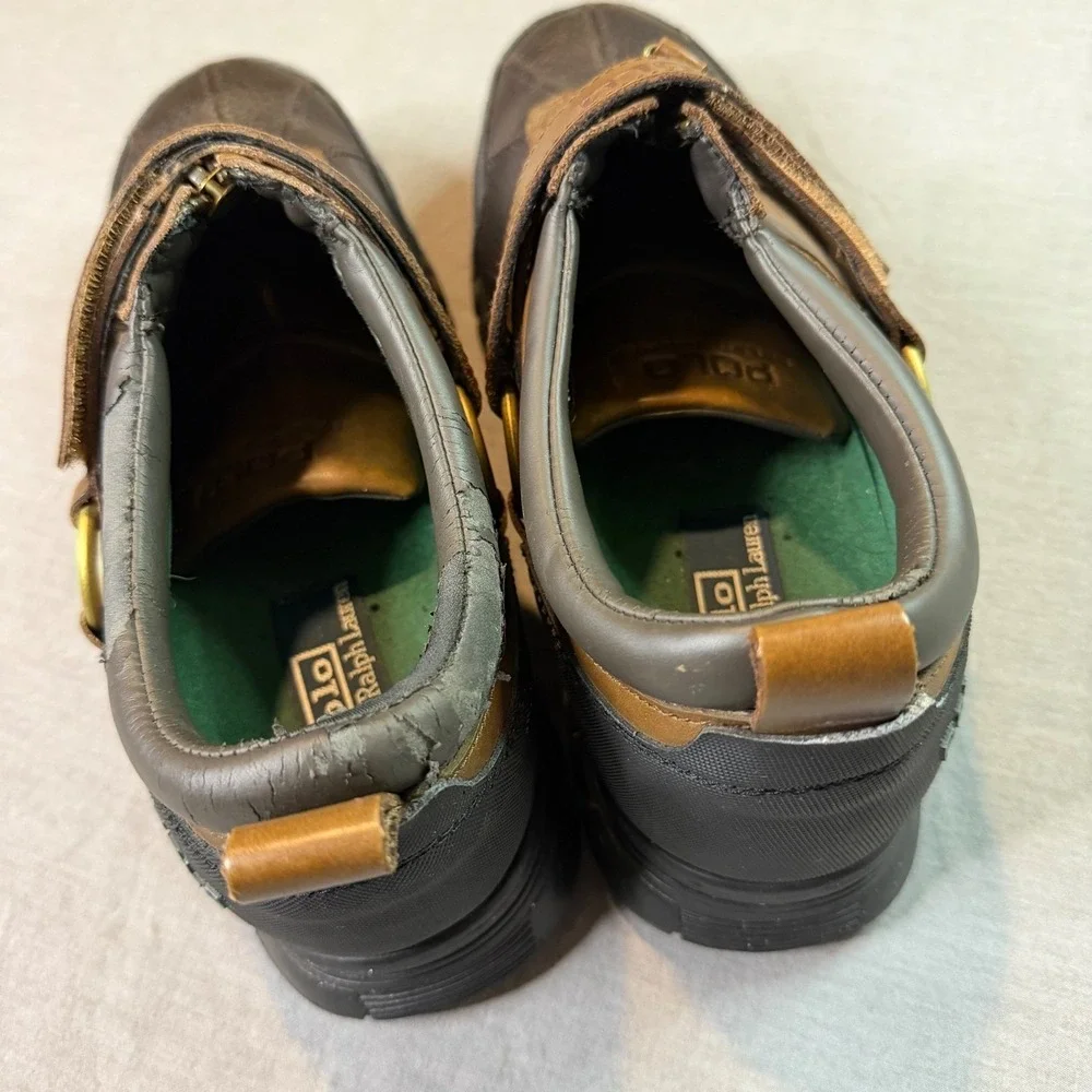 Polo Ralph Lauren Oxfordable III Mens 13D‎ Brown Fair Zip Strap Duck Shoes 0862